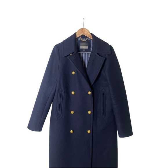 J Crew Long Topcoat Wool Cashmere Nello Gori Blue Double Breasted Stadium 8 1509 - Picture 2 of 8